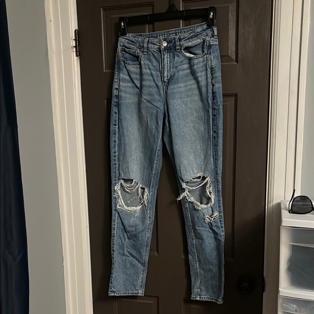 American Eagle Outfitters Blue Ripped Mom Jeans